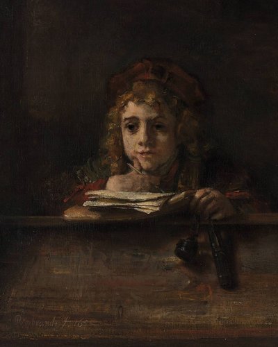“Titus en su escritorio”, 1655, de Rembrandt. Óleo sobre lienzo, 77 x 63 cm. Rotterdam, Museo Boijmans Van Beuningen