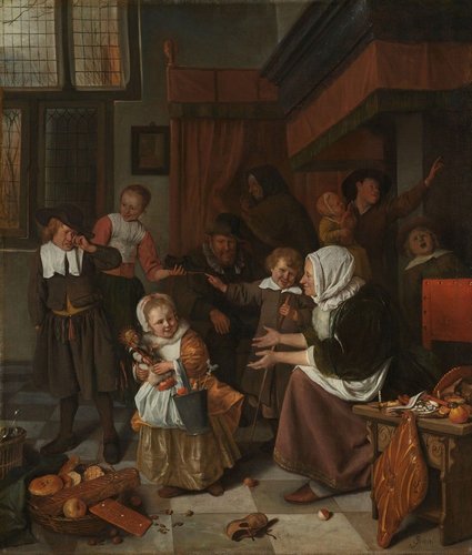“La fiesta de San Nicolás” (1665-68), de Jan Steen. Óleo sobre lienzo, 82 x 70 cm
