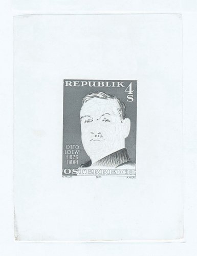 Prueba de estado de Alfred Nefe de su grabado de este sello austríaco de Otto Loewi