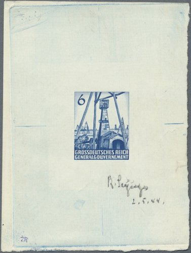 Prueba de grabado de Karl Seizinger a partir del diseño anterior, con fecha de mayo de 1944