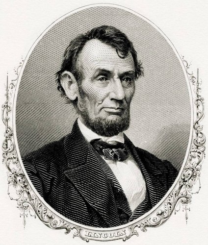Uno de los retratos de Lincoln grabados por Charles Burt, en este caso para el Bureau of Engraving and Printing (BEP, 1869) y que sería usado en varios billetes norteamericanos