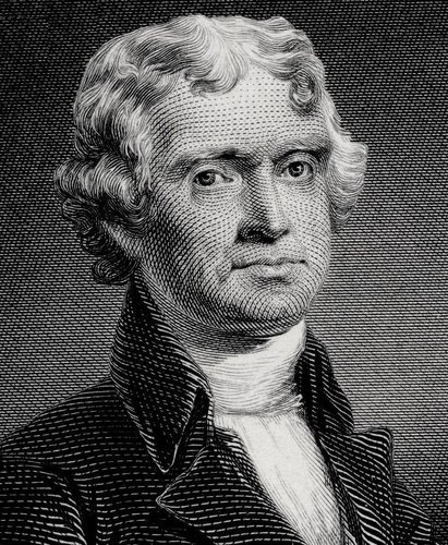 Retrato del Presidente Thomas Jefferson grabado para el BEP por Burt