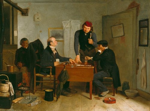“Los jugadores de cartas” (1846), pintura de  Richard Caton Woodville. Óleo sobre lienzo