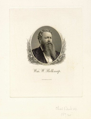 Otras barbas deliciosas de Burt, las William W. Belknap, militar y ex Gobernador de Iowa, en este retrato de 1869, al que posteriormente se añadió un bello marco ornamental (1872)