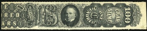 Uno de los primeros retratos grabados por Marcus Baldwin en el Bureau of Engraving and Printing, fue para este sello fiscal de finales de 1897. Retrato del estadista Henry Clay