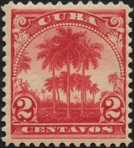 Cuba, 1899, Ocupación norteamericana, Palmeras reales. Viñeta grabada por Marcus Baldwin