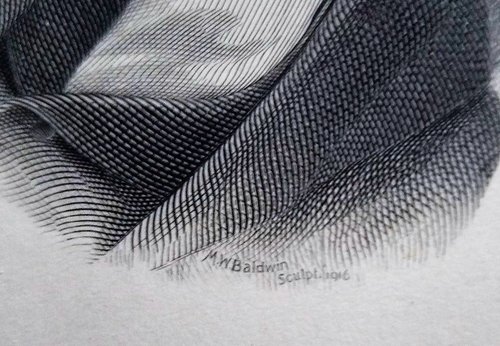 Detalle de la firma de Marcus W. Baldwin en este grabado especial del BEP