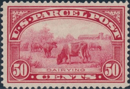 Estados Unidos, 1913, Parcel Post, 50c, Granja. Diseño de Clair Aubrey Huston. Baldwin grabó la viñeta