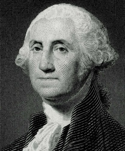 Retrato de George Washington de Alfred Sealey, grabado originariamente en 1867 y que formó parte de este billete Silver Certificate de 1 dólar (1896)