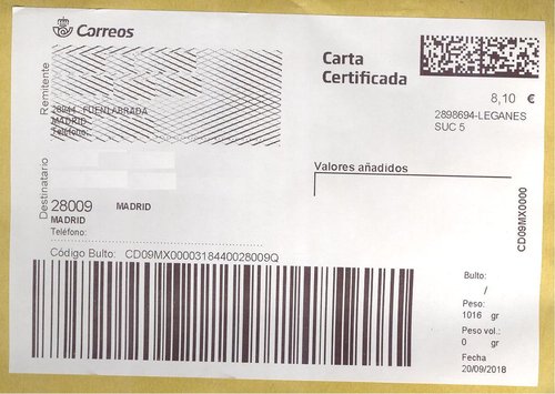Etiqueta térmica digital. Grande. 2898694-Leganes Suc 5. Código envío. Carta Certificada. 8,10. 2018-09-20. 10x14,7. Baja.jpeg