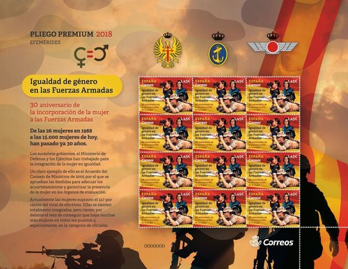 2018-10-11. Igualdad de género en las Fuerzas Armadas. 30 años de incorporación de la mujer en las Fuerzas Armadas. Pliego Premium. Boceto. Baja.jpg