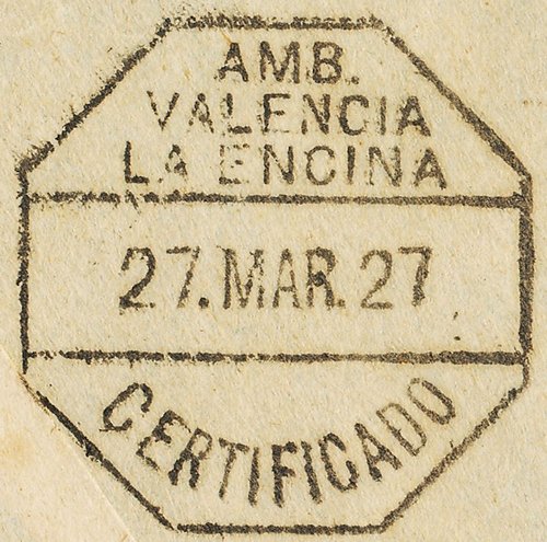 Ambulante. Valencia-La Encina. Amb. Certificado. 1927-03-27. Marca. Baja.jpg