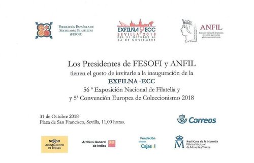 Sevilla. 2018-10-31 al 04-11. Exfilna 2018. ECC2018. Invitación inauguración. 2018-10-31.jpg