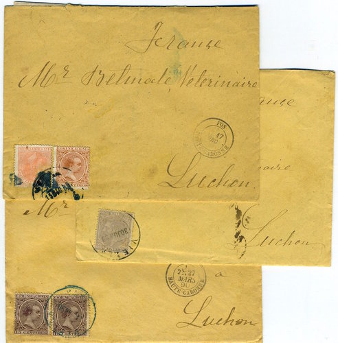Las tres cartas de la correspondencia entre Viella y Luchon entre 1889 y 1890 <br />(Colección Buzones)