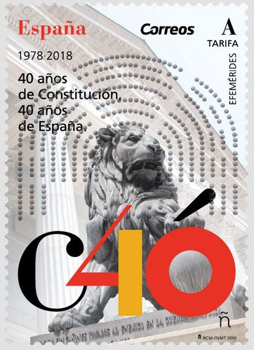 2018-11-09. Efemérides. 40 Años de Constitución, 40 años de España. Boceto. Offset + cold foil. Baja.jpg