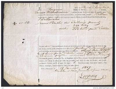 1817. Conocimineto de embarque. Ostende a Bilbao.