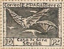 z 1930. PROYECTO A PLUMILLA en cartulina con 3 val. adheridos, uno no adoptado. Firmado Sánchez Toda enero 1930. 1.jpg