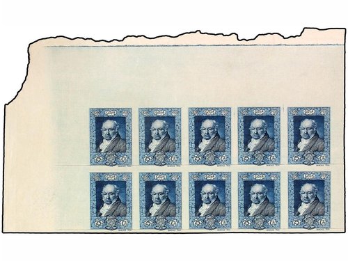 z Gálvez 2564-7 CTA. 1930. PRUEBAS DE PLANCHA. Incluye los 3 valores catalogados más azul oscuro, naranja y rosa naranja. Todos en bloque de 10..jpg