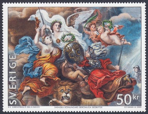 Sello grabado por Czeslaw Slania y emitido por Suecia en una hojita calcográfica en marzo de 2000
