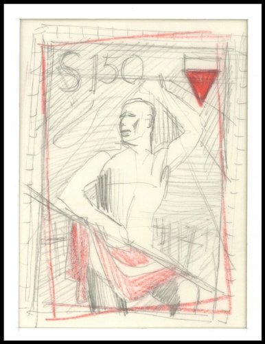 Bosquejo a lápiz de Otto Stefferl de lo que enseguida sería el diseño adoptado para este sello