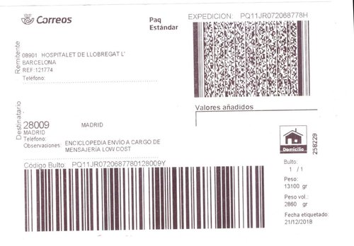 Etiqueta térmica digital. Grande. Paq Estándar. (Hospitalet de Llobregat). 258229. Domicilio. 10x14.5. 2018-12-21. Baja.jpeg