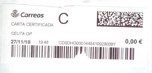 Etiqueta térmica digital. Nueva. Ceuta OP. Carta certificada. 2018-11-27. 19.48. 4x10. 0,00 euros. Baja.jpeg
