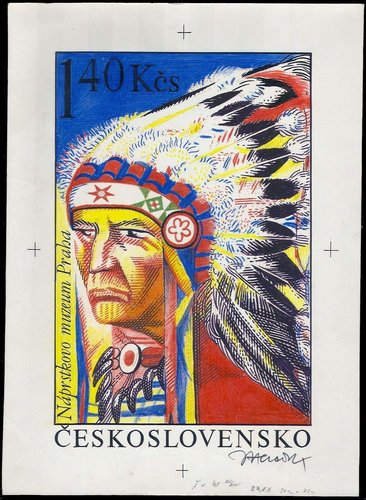 Diseño de grabado coloreado por el propio Josef Herčík; 25 x 17 cm