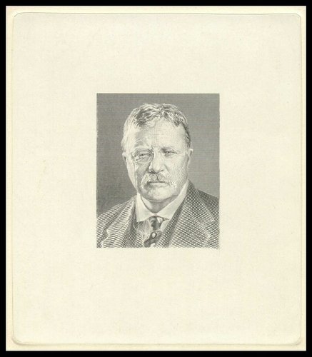 Prueba de estado del último retrato en el tiempo que de Theodore Roosevelt realizara Smillie, poco antes de dejar el BEP a principios de los años veinte