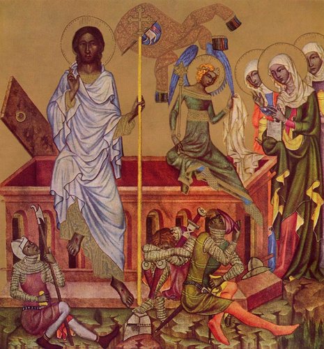 Resurrección, obra del Maestro de Vyšší Brod. Pintura sobre panel, sobre 1350