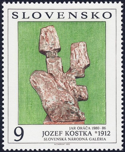 Eslovaquia, Arte, 1993, Arte, &quot;Jar oráča&quot;, de Jozef Kostka. Sello diseñado y grabado por Martin Činovský. Calcografía