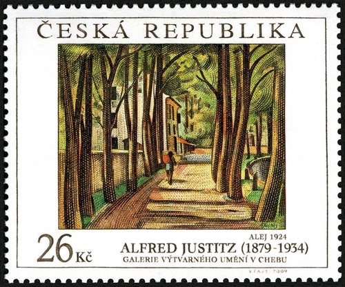 República Checa, 2009, Arte, “Callejón”, de Alfred Justitz. Sello diseñado y grabado por Václav Fajt. Calcografía