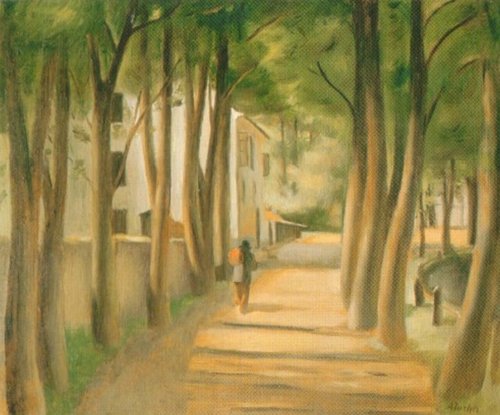 “Alej” (“Callejón”), de Alfred Justitz. Óleo sobre lienzo, 54 x 65 cm