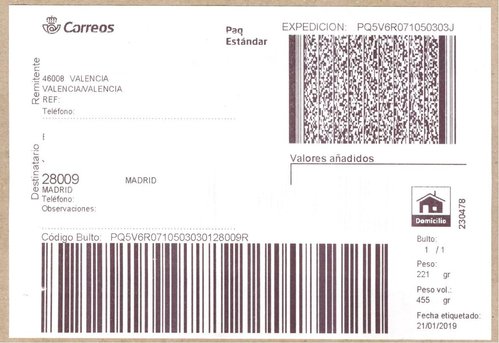 Etiqueta térmica digital. Grande. Paq Estándar. Valencia. 230478. Sin franqueo. Domiiclio. 10x14,5. 2019-01-21.jpeg
