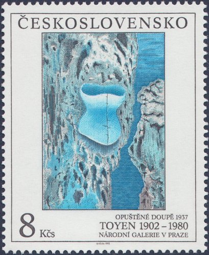 Checoslovaquia, 1992, Arte, “Opuštěné doupě”, de Marie Čermínová, conocida como Toyen. Sello diseñado y grabado por Bedřich Housa. Calcografía