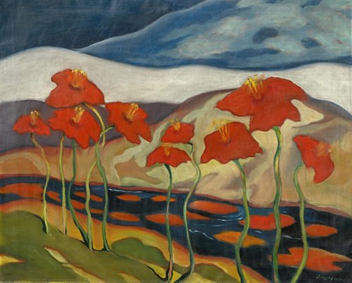 “Krajina s kvetmi”, de Zoltán Palugyay; óleo sobre lienzo, 100 x 80 cm