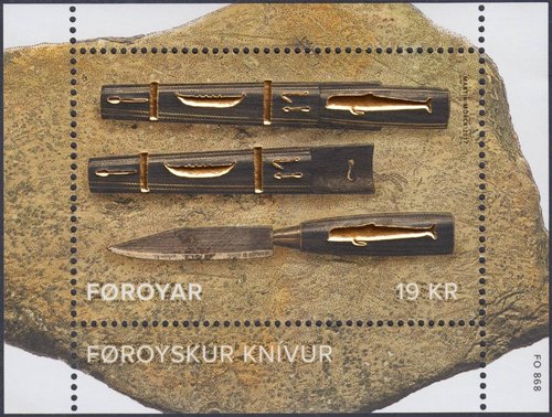 Islas Feroe, 2017, Cuchillo feroés. Diseño y grabado de Martin Mörck. Calcografía y offset