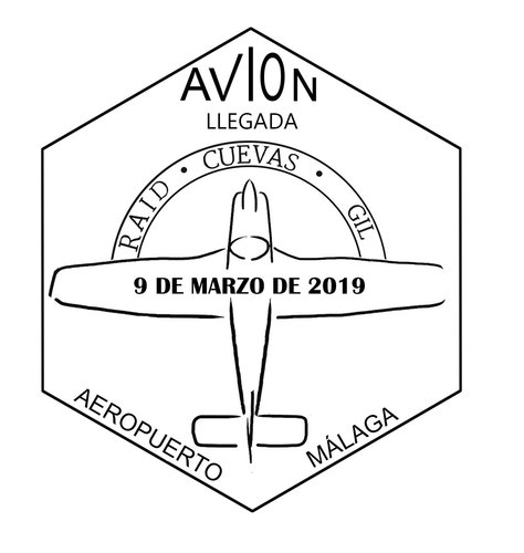 Málaga. 2019-03-23 y 24. Convención Nacional de Filatelia. Matasellos hexagonal. Boceto. Baja.jpg