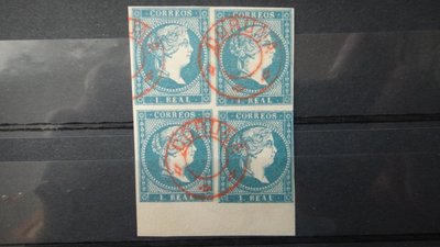 Matasello &quot;raro&quot; de la Coruña en rojo