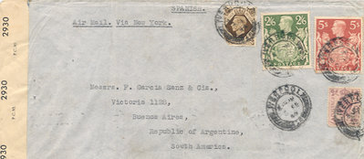 Carta inglesa a Buenos Aires con censura y encaminada a traves de España,la gracia detrás