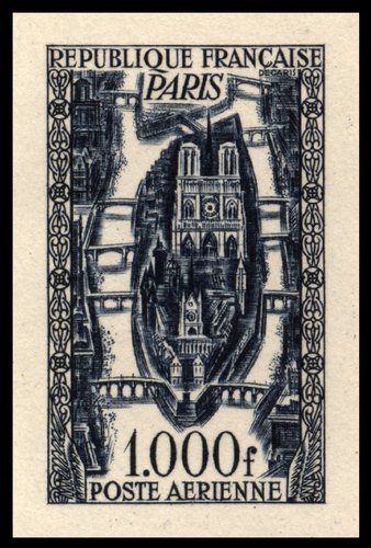 Sello diseñado y grabado por Decaris en 1949 y finalmente no emitido
