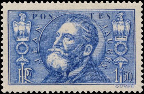 Francia, 1936, Jean Jaurès. Sello diseñado y grabado por Achille Ouvré. Calcografía