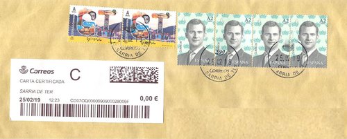 Etiqueta térmica digital. Nueva. Sarriá de Tero. Carta certificada. 2019-02-25. 12.23. 4,1x10. 0,00 euros. Sobre.jpeg