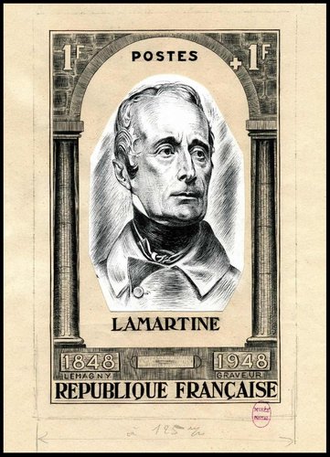 Diseño original y adoptado de Paul Pierre Lemagny para el sello de Lamartine