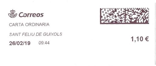 Etiqueta térmica digital. Nueva. Sant Feliu de Guixols. Carta ordinaria. 2019-02-26. 09.44. 4x10. 1,10 euros.jpeg