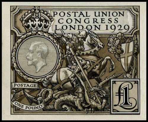 Diseño de Haold Nelson adoptado para el sello de 1£ de 1929