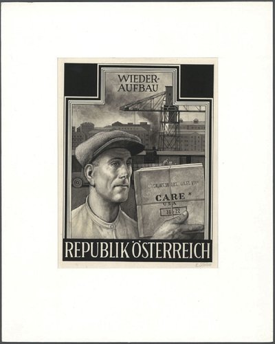 1951, Austria. Artist's drawing for a non-issued design of the Reconstruction.jpg