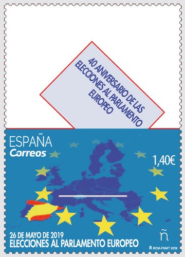 2019-03-15. Efemérides. 40 Aniversario de las elecciones al Parlamento Europeo. Delantera. Boceto. Baja.jpg