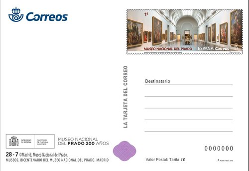 2019-03-22. Museos. Bicentenario del Museo Nacional del Prado. Tarjeta prefranqueada. Anverso. Boceto. Baja.jpg