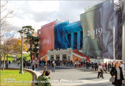2019-03-22. Museos. Bicentenario del Museo Nacional del Prado. Tarjeta prefranqueada. Reverso. Boceto. Baja.jpg