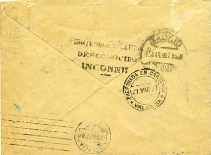 dorso de la carta